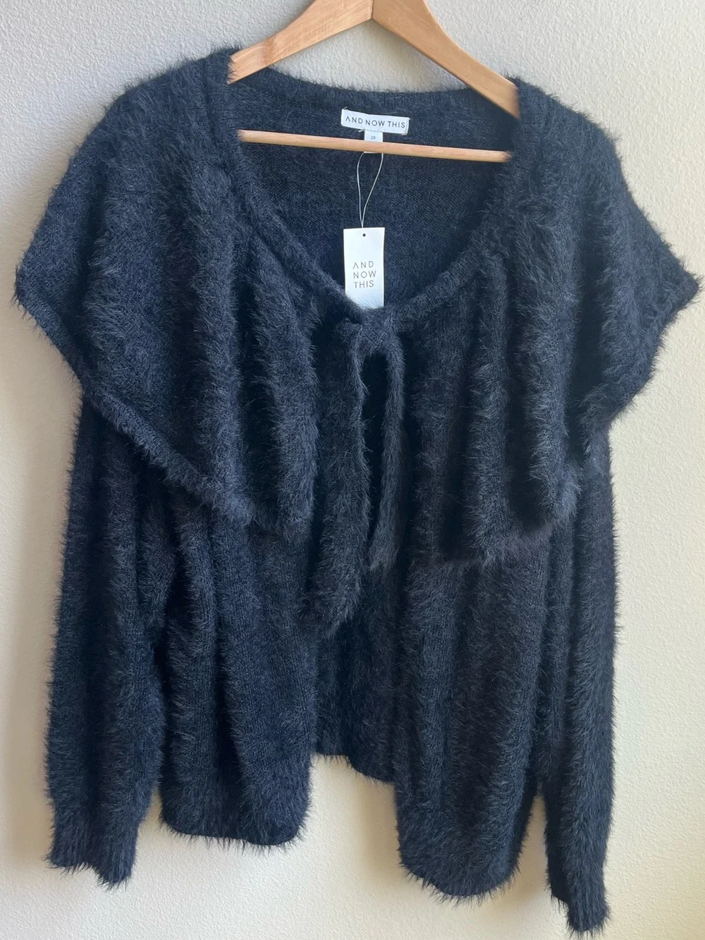 Black Cape Inspired Cardigan • Soft Eyelash Knit NWT